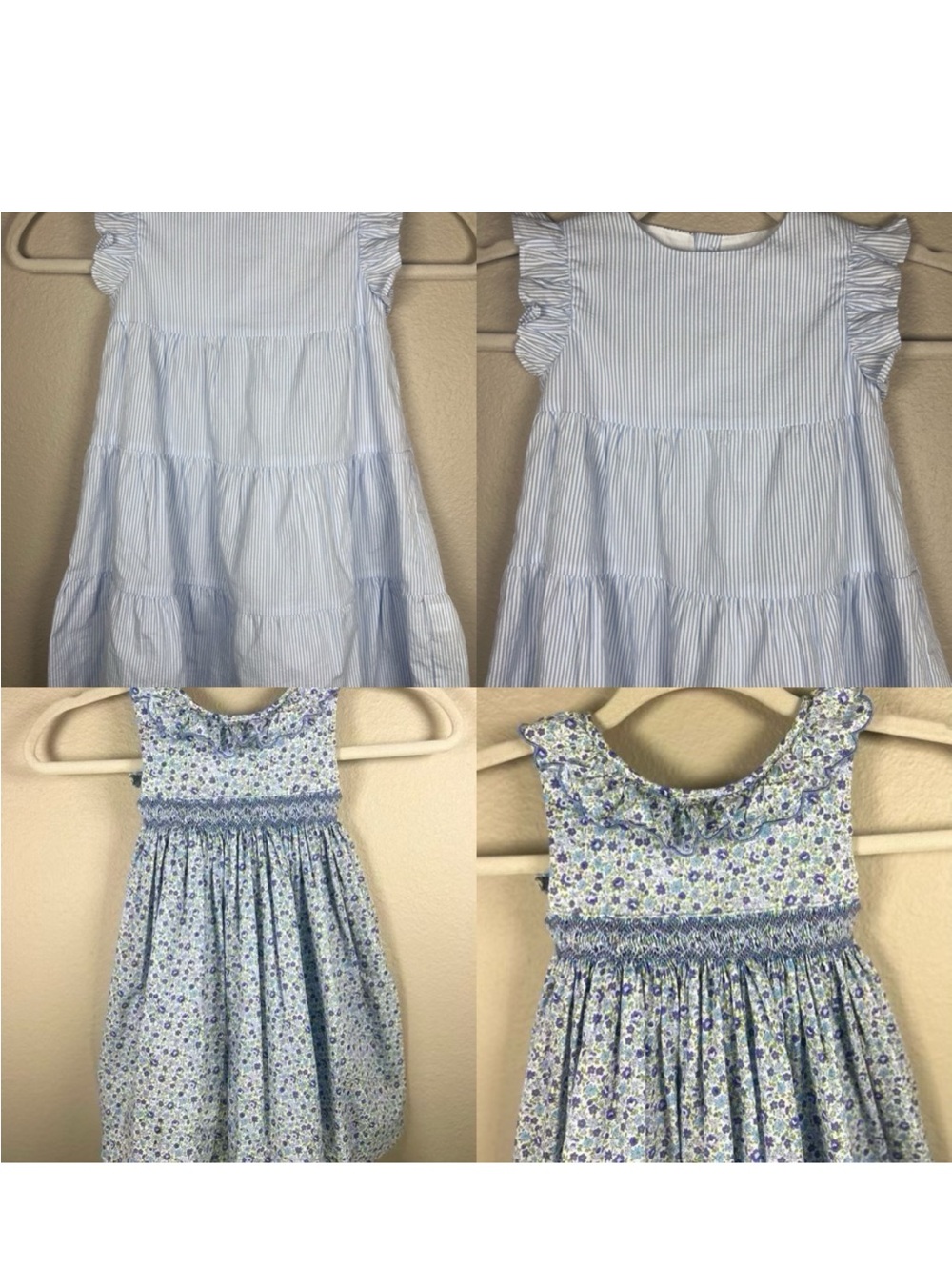 Edgehill Collection 2T Girls Dress Bundle Blue Seersucker & Smocked Floral 2pc